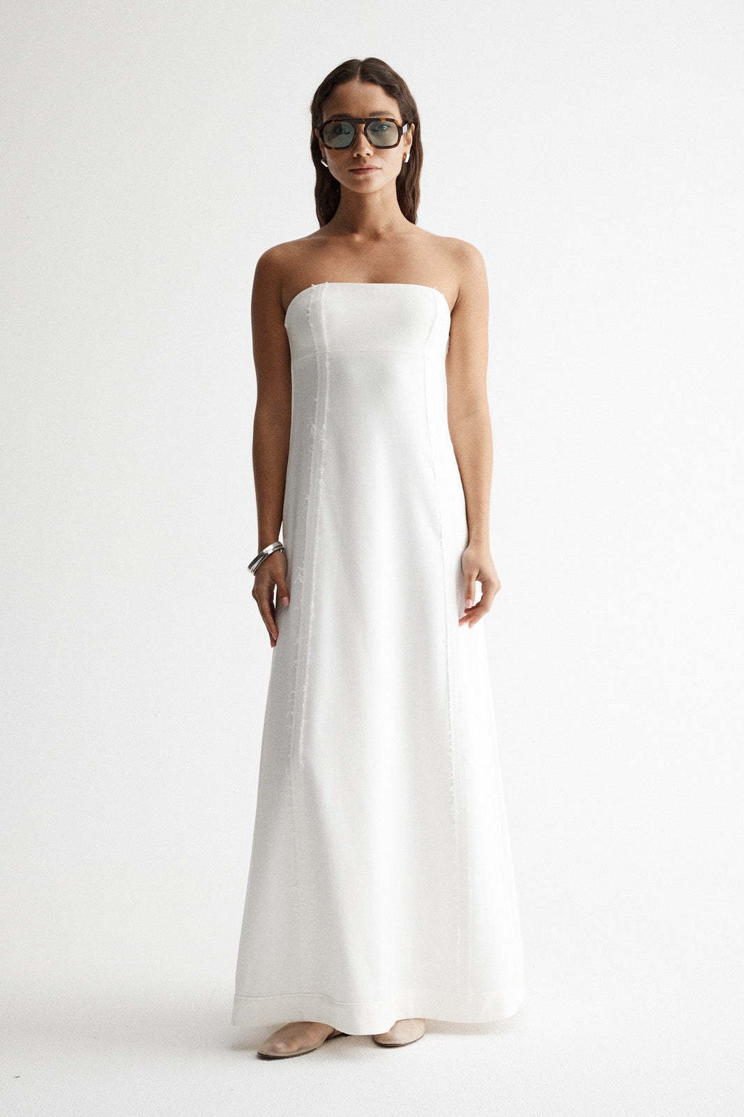 Petunia White Strapless Maxi Dress