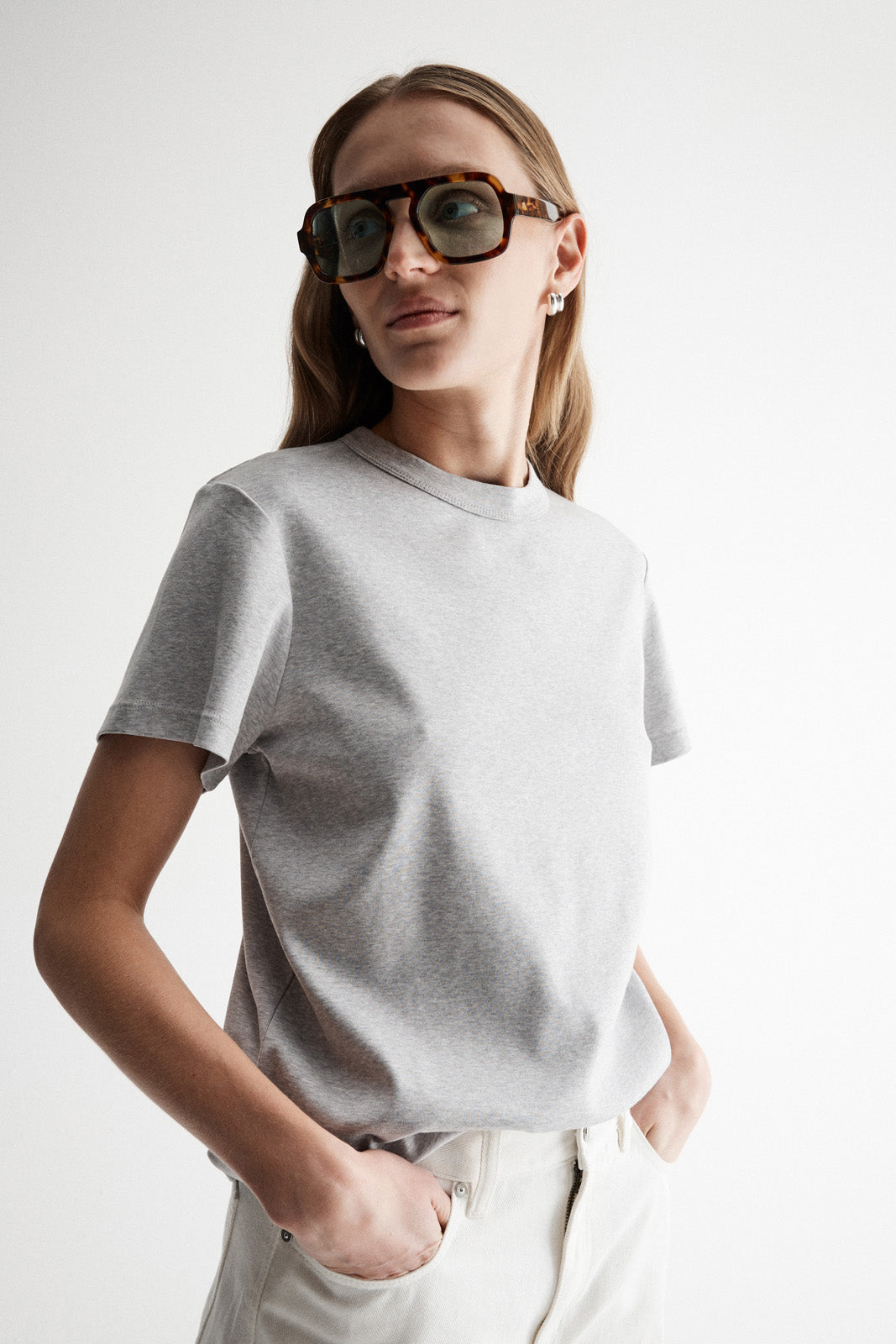 Mia Short Sleeve Tank in Grey Marle from Elka Collective