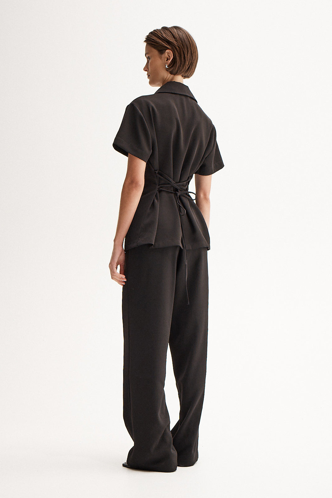 Edra Black Tie Back Shirt | Elka Collective