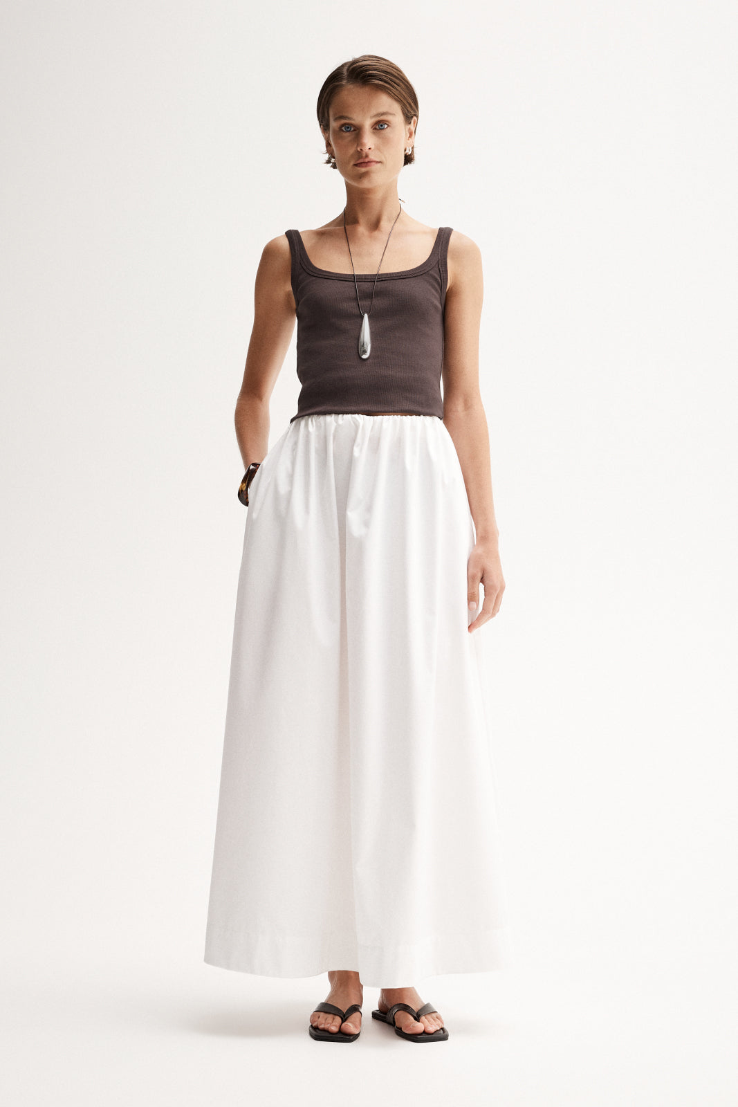Persi Brown Rib Cotton Tank Top | Elka Collective