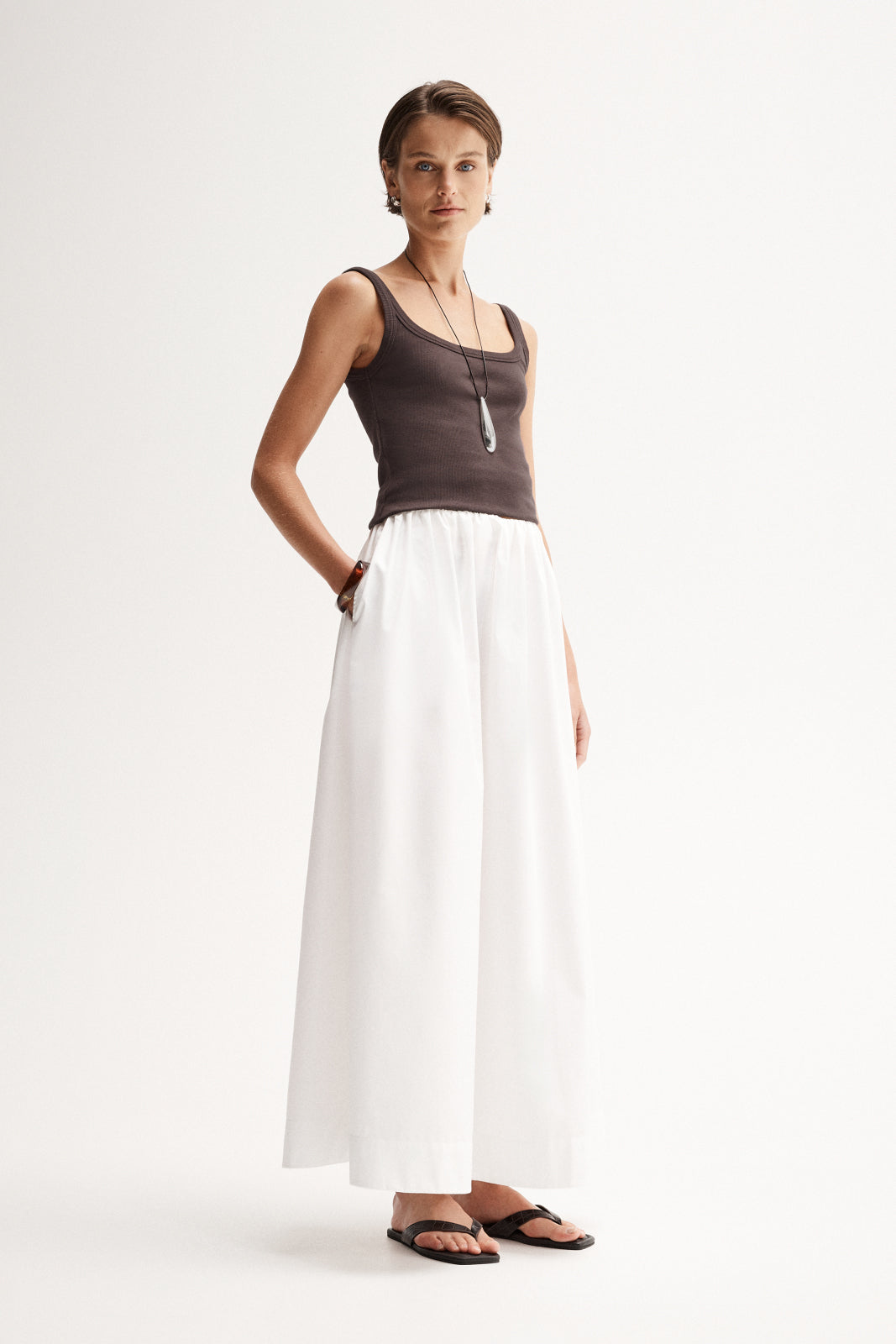 Persi Brown Rib Cotton Tank Top | Elka Collective