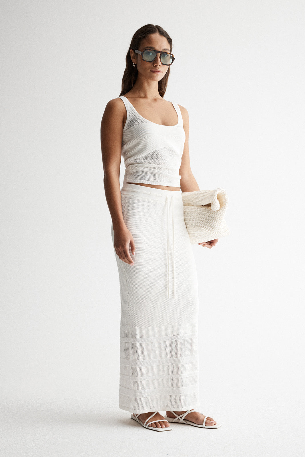 Cedar White Crochet Maxi Skirt | Elka Collective
