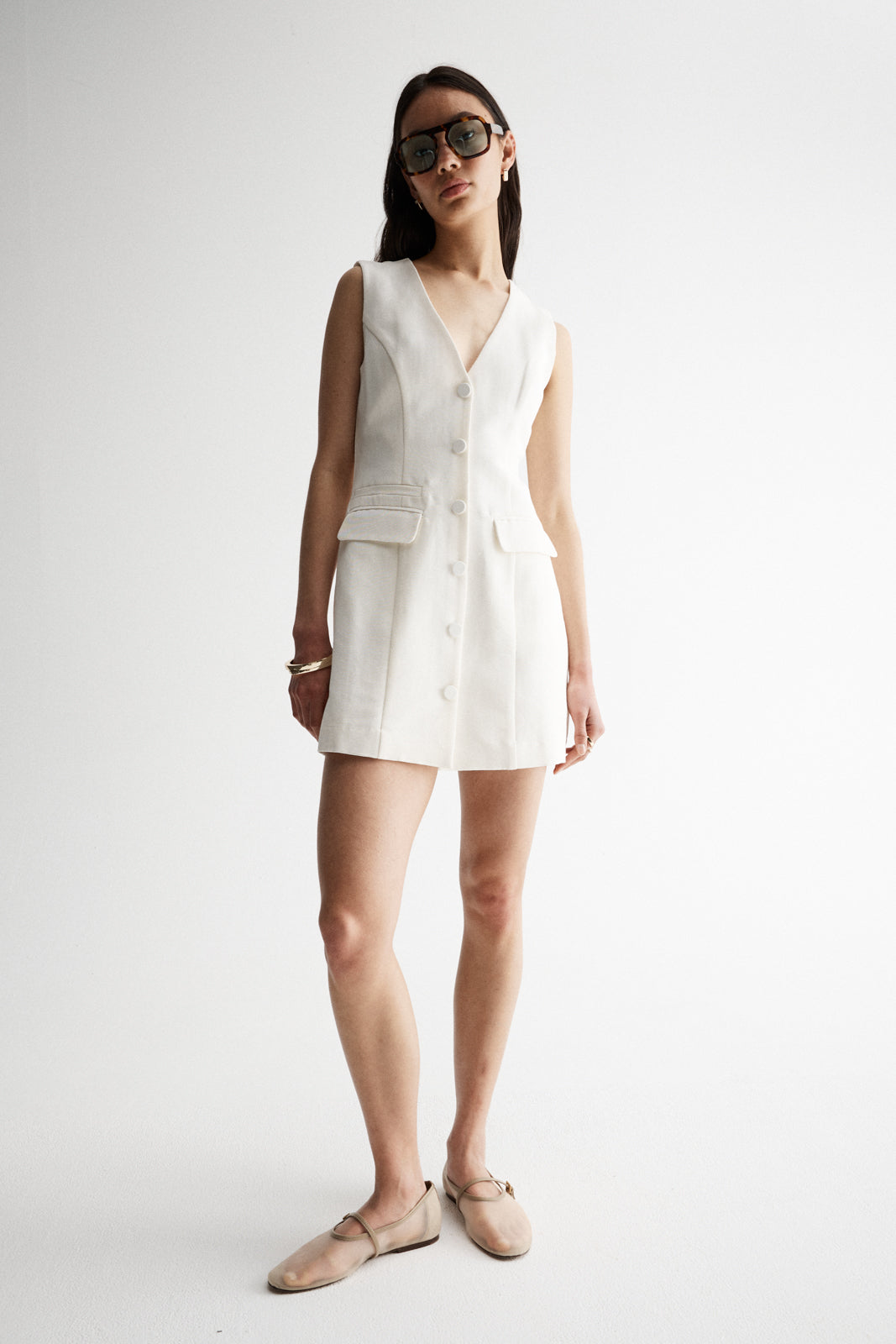 knee length dresses for ladies Elira Embroidered Patchwork Mini Dress