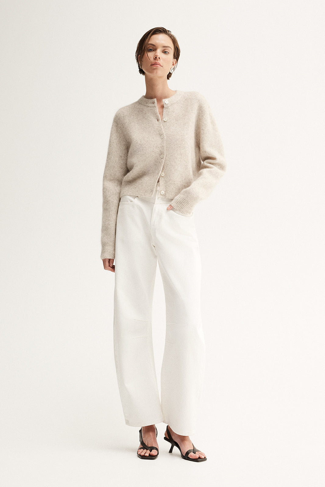 Abigail Knit Cardigan White Marle