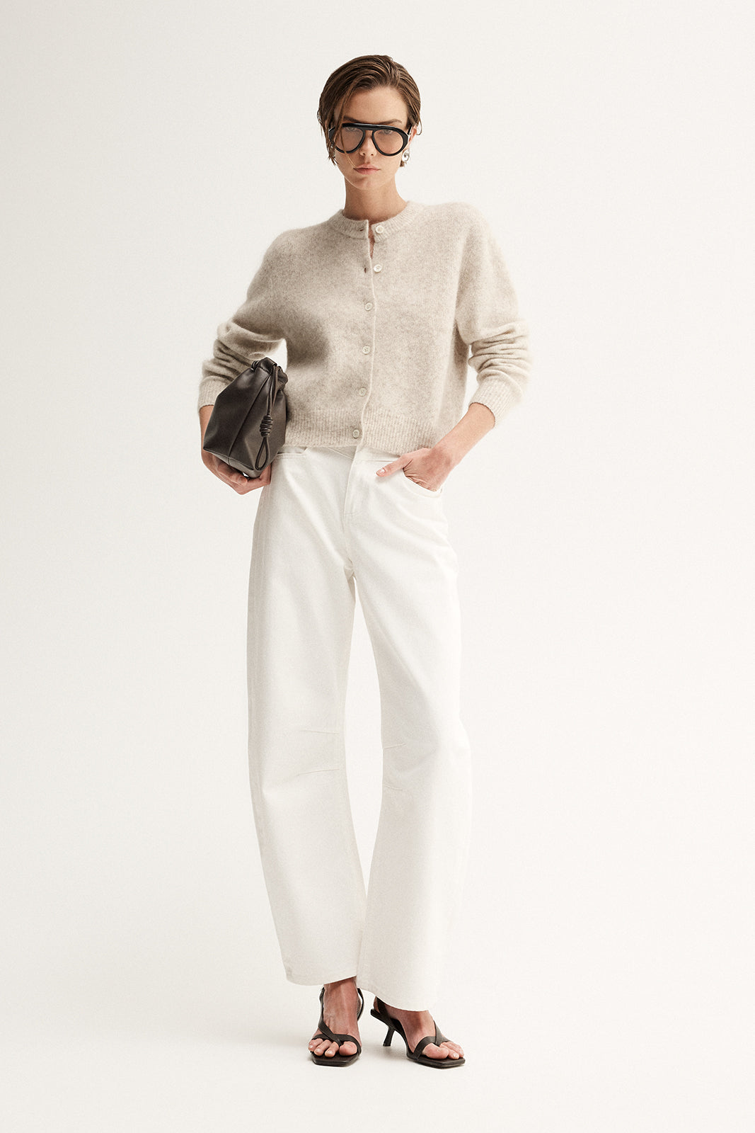 Abigail Knit Cardigan White Marle