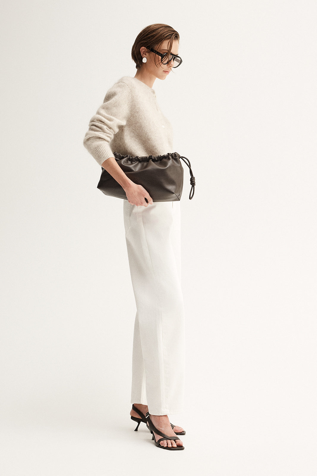 Abigail Knit Cardigan White Marle