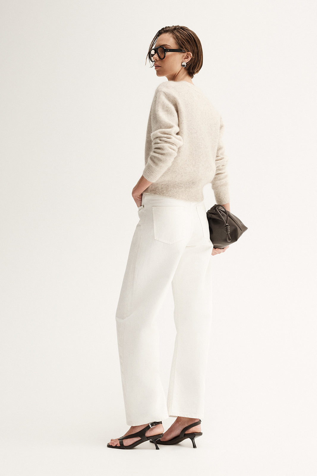 Abigail Knit Cardigan White Marle