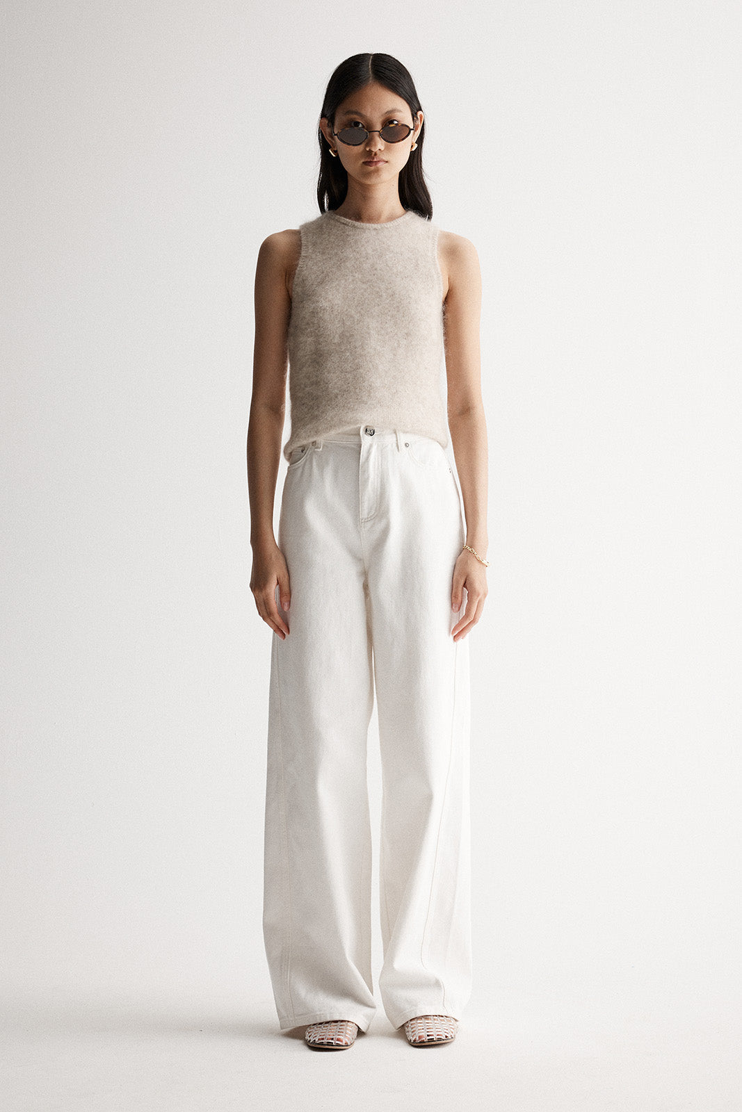 Abigail Knit Tank White Marle
