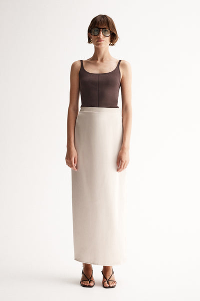 Estelle Ecru Bias Cut Maxi Skirt | Elka Collective