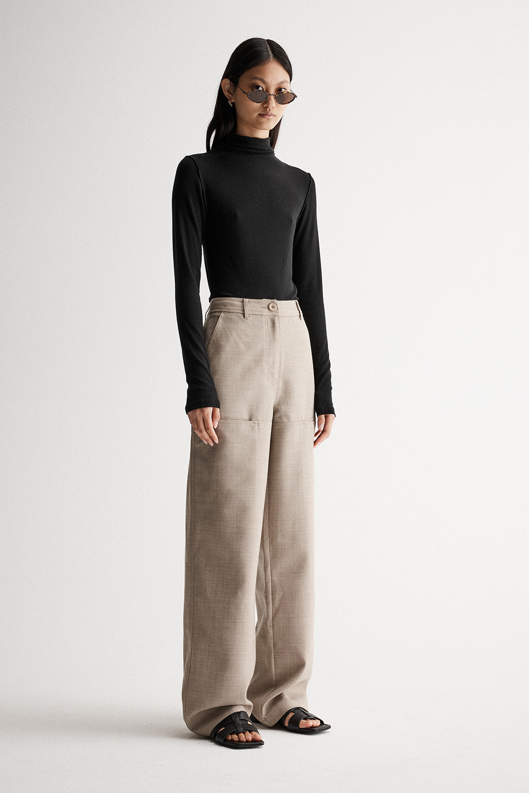 Lydia Beige Wool Blend Pant | Elka Collective