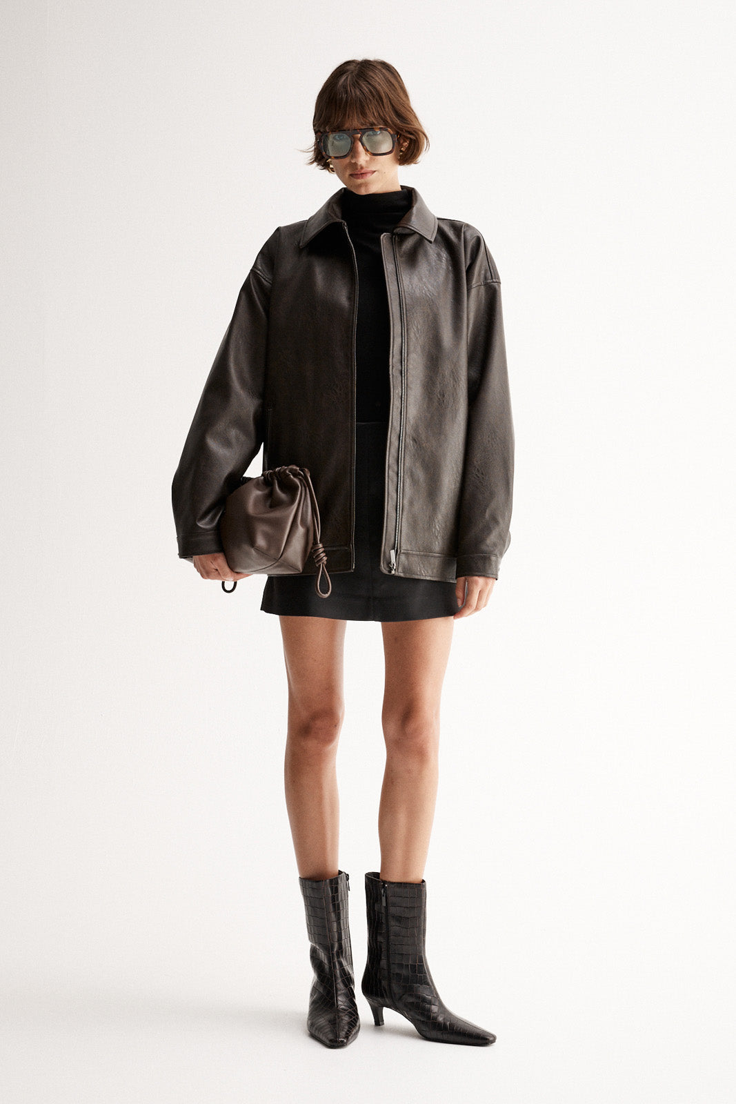 Boxy Melton & Pu Collared Varsity Jacket | boohoo