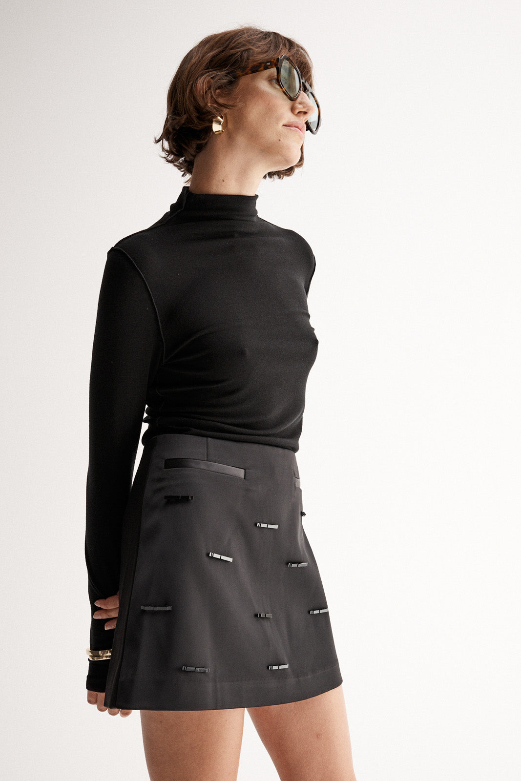 Alice Black Beaded Mini Skirt | Elka Collective
