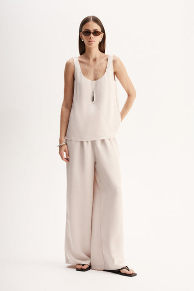 Mina Ecru Japanese Satin Tank Top | Elka Collective