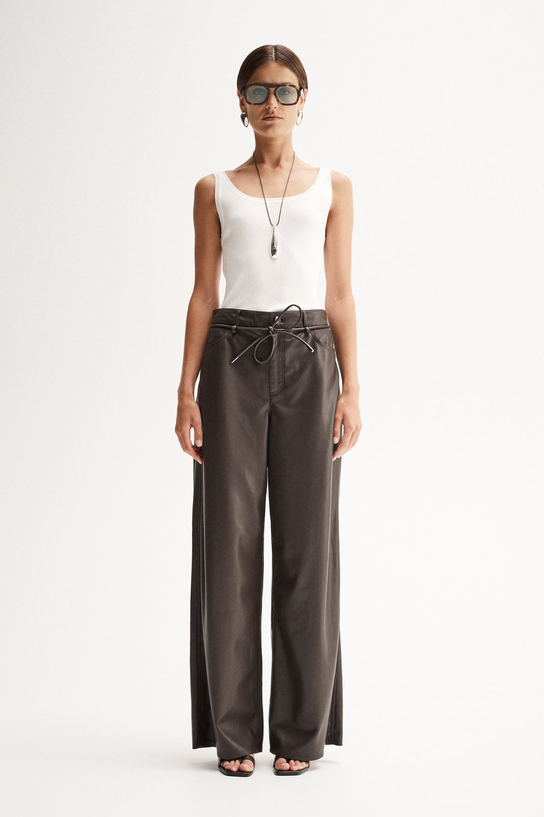 Claude Brown Vegan Leather Pants | Elka Collective