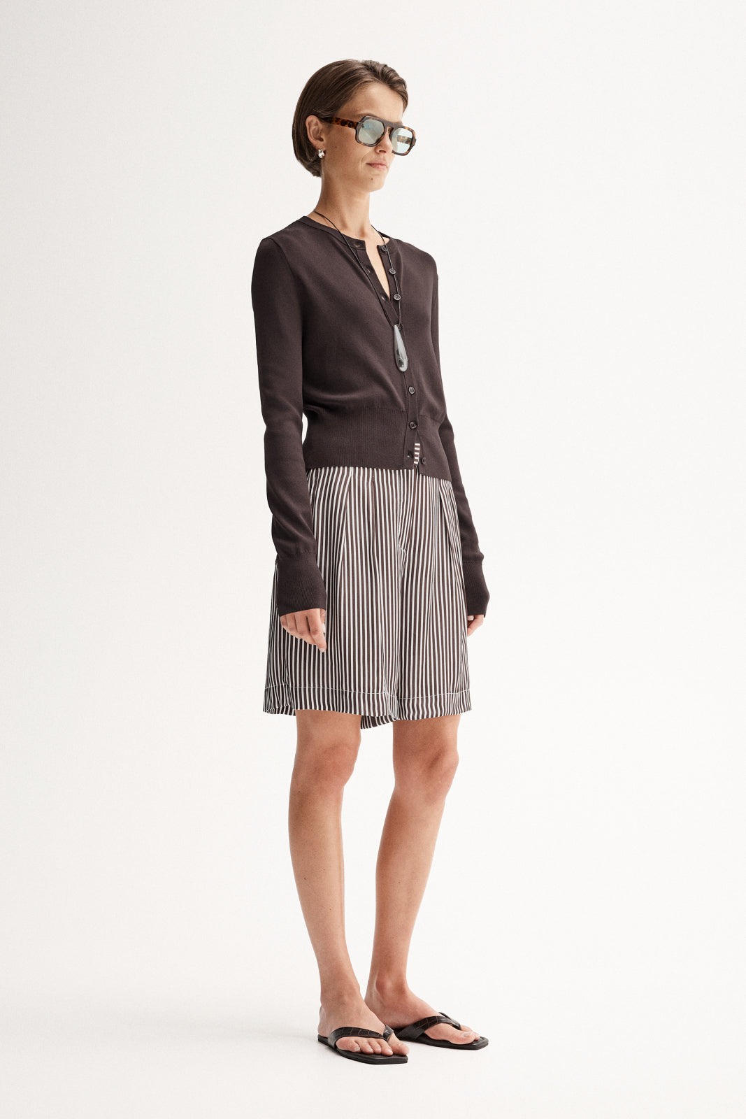 Jamie Stripe Short Brown Stripe