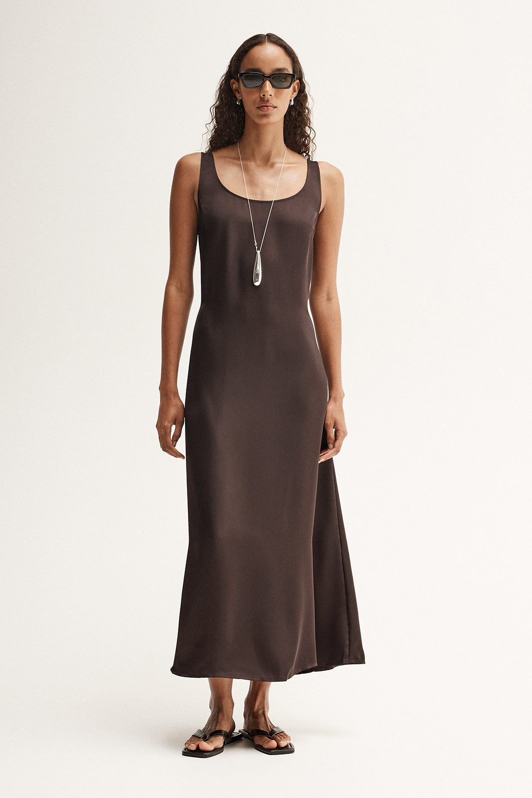 Mina Brown Satin Maxi Dress | Elka Collective Mina Brown Satin Maxi Dress | Elka Collective