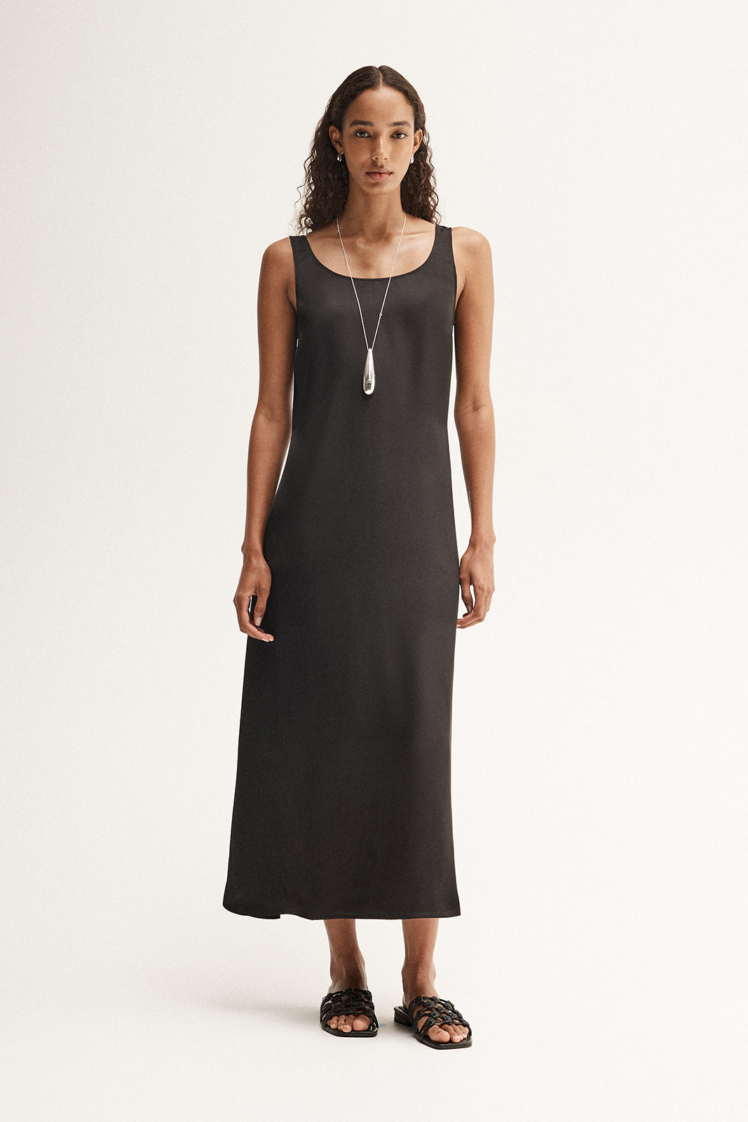 Mina Black Satin Maxi Dress