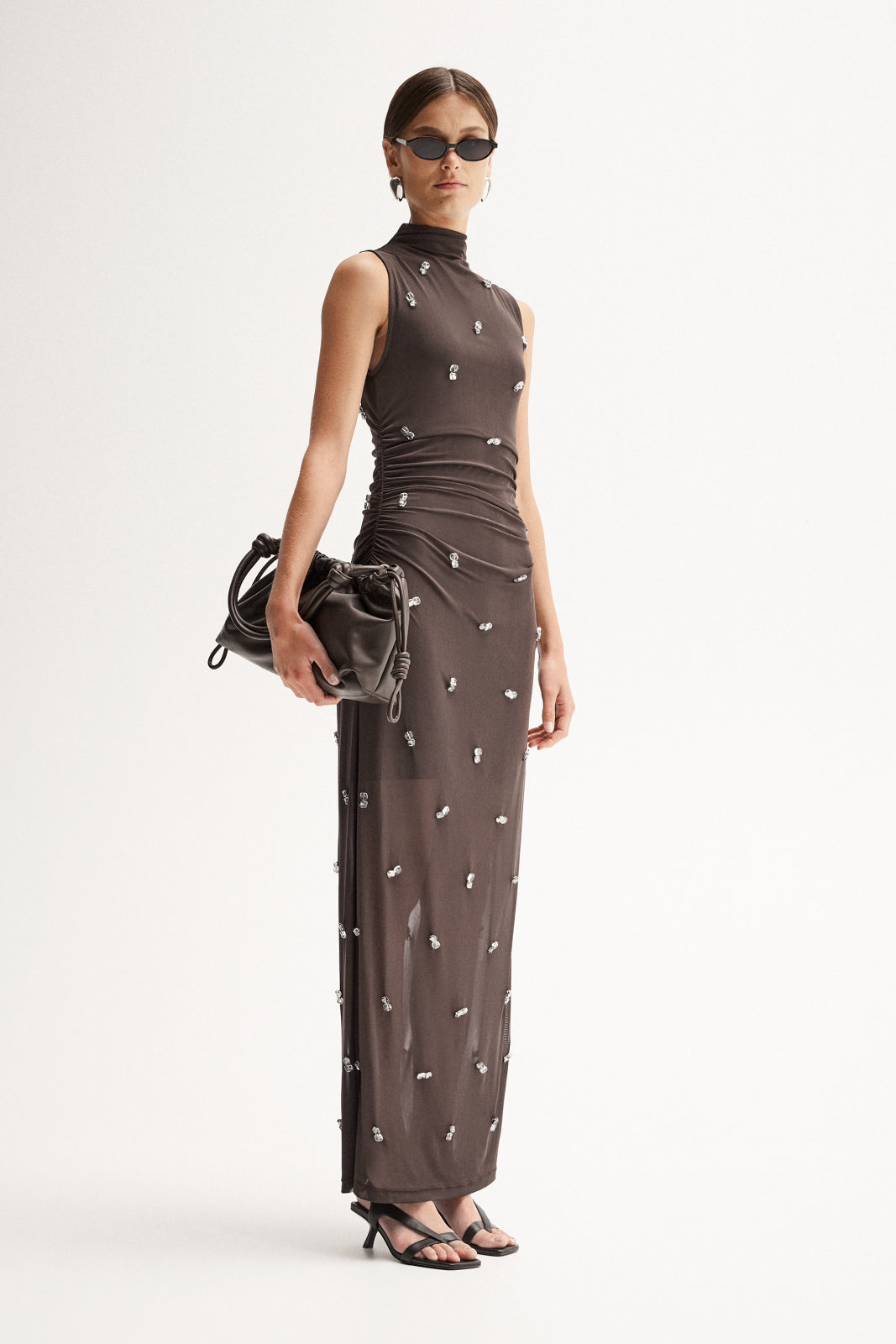sachin and babi light blue dress Chocolate Brown SPRITZ Long Sleeve Twist Maxi Dress – Saskia Heights main image 1