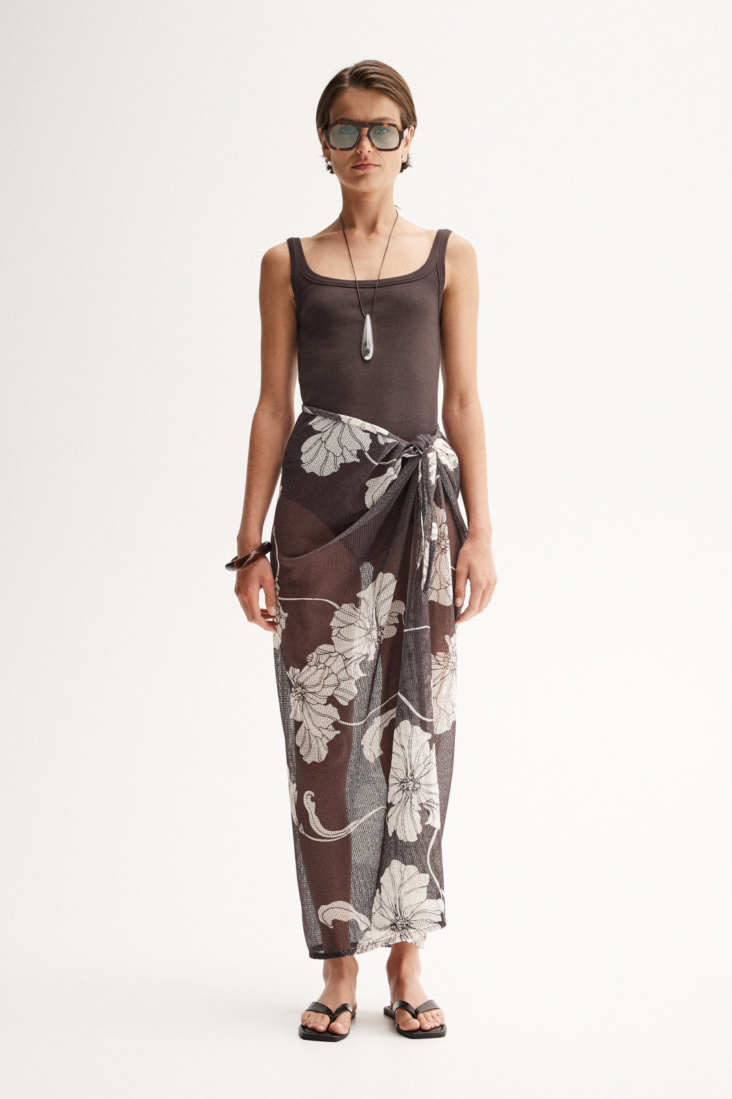 Lilian Sarong Chocolate Floral Print