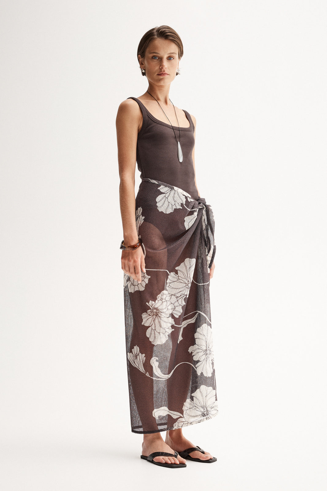Lilian Sarong Chocolate Floral Print