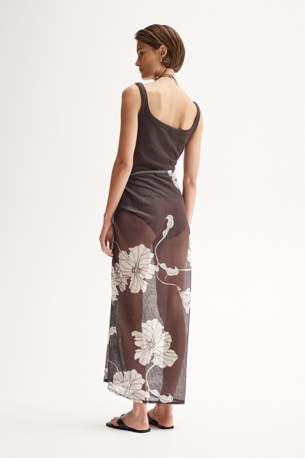 Lilian Sarong Chocolate Floral Print