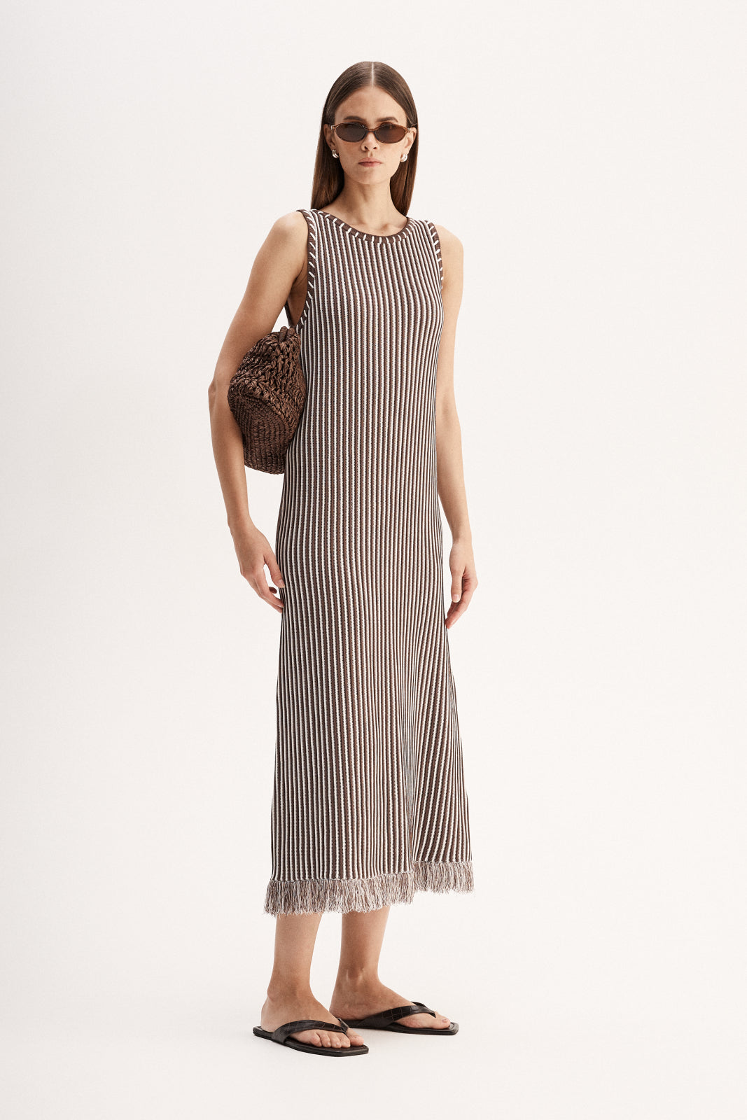 elka collective brown dress Drew Brown Rib Bodice Maxi Dress