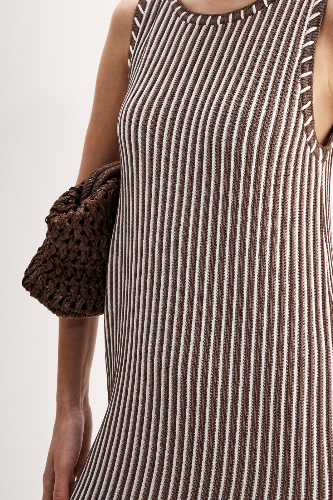 Alessandra Brown Stripe Knit Maxi Dress | Elka Collective