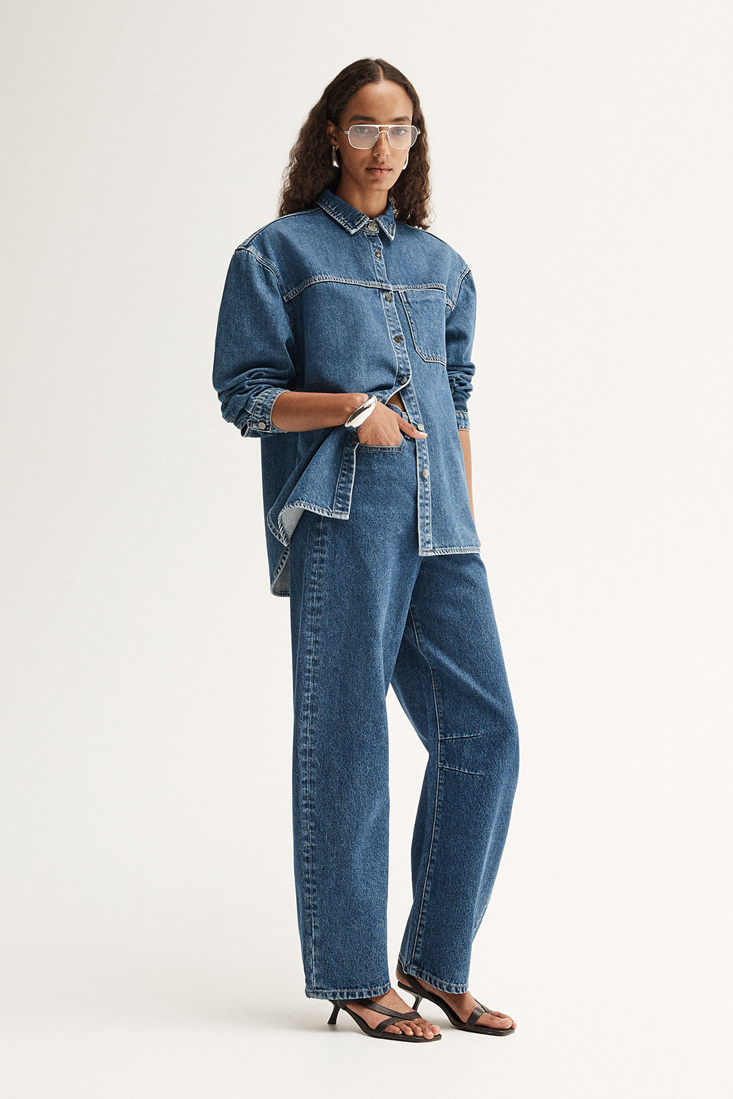 Kennedy Denim Shirt - Women's Oversized Shirt in Dark Wash - Elka