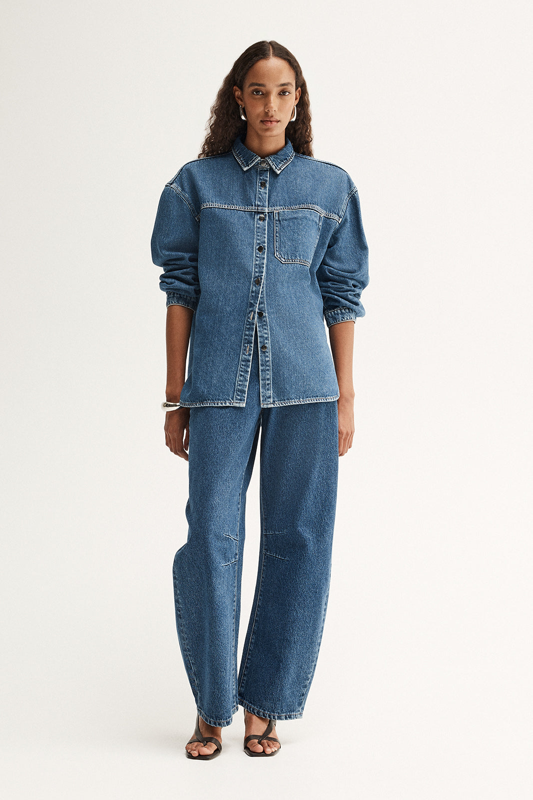 Kennedy Denim Shirt - Women's Oversized Shirt in Dark Wash - Elka