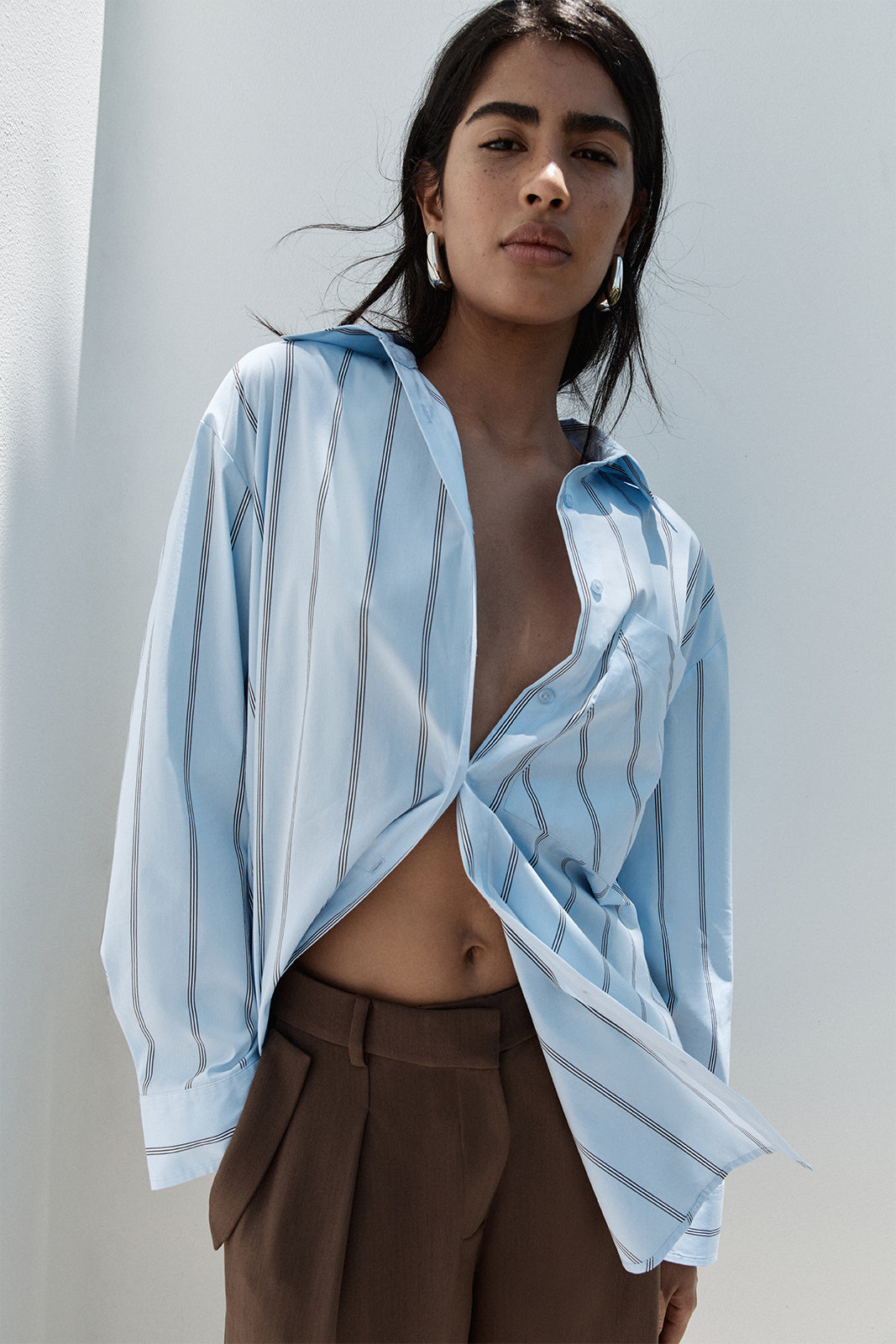 Dominic Wrap Shirt Blue Stripe