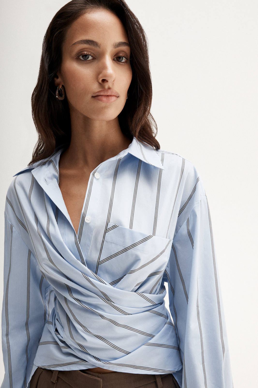 Dominic Wrap Shirt Blue Stripe