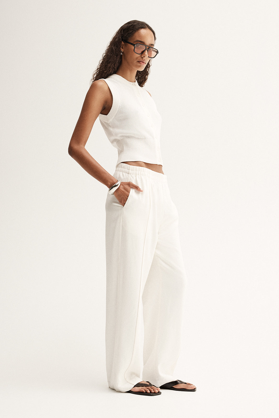 Clyde Knit Vest Top White