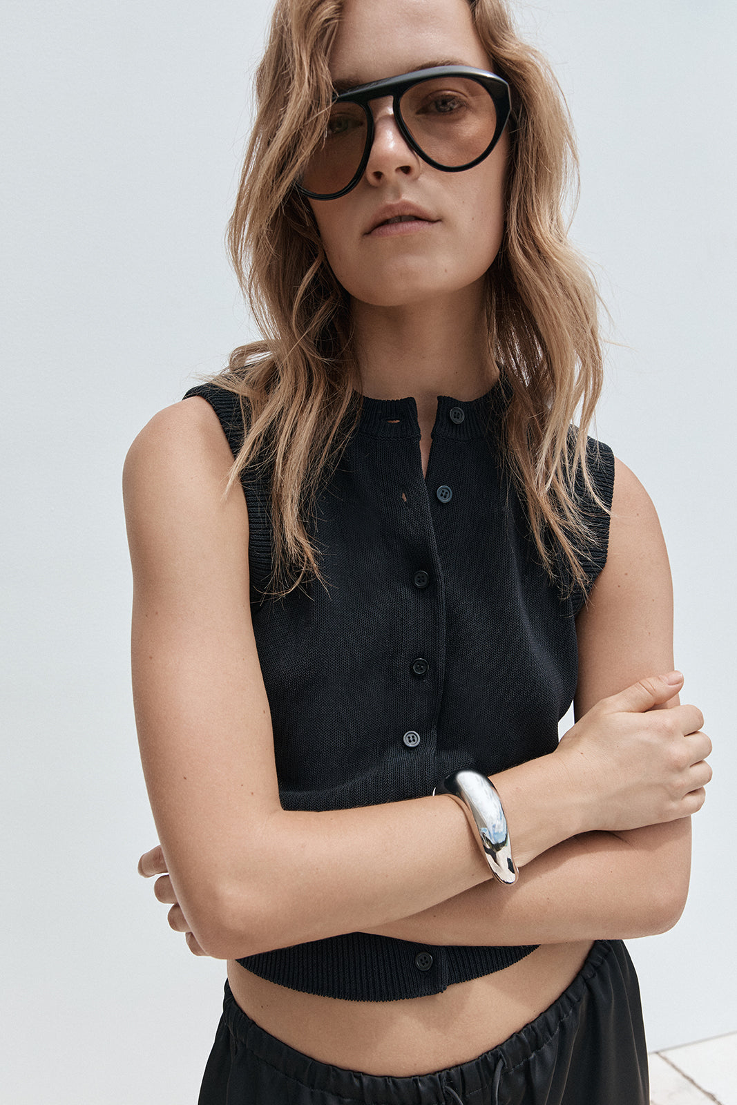 Clyde Knit Vest Top Black