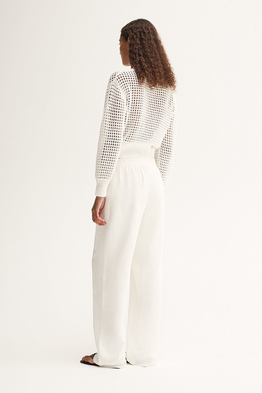 Aria Crochet Knit Jumper White