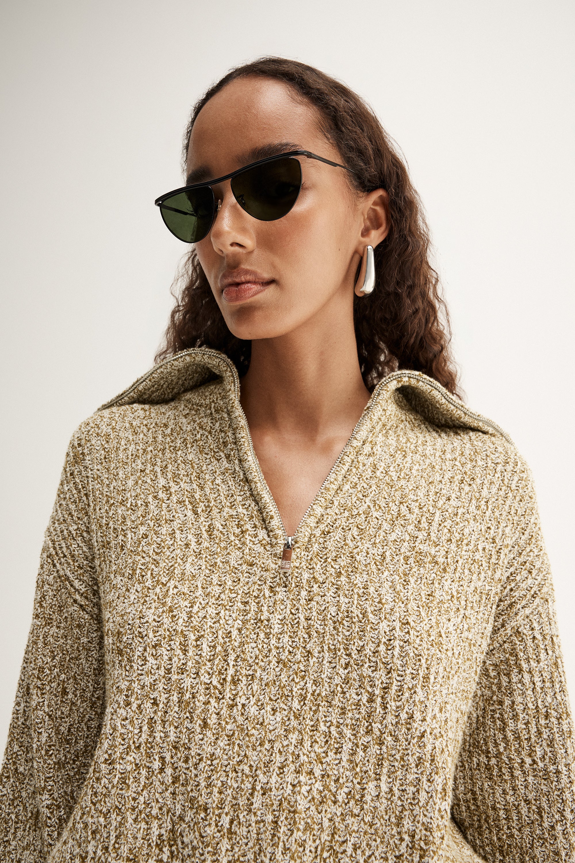 Harrie Zip Jumper Moss Marle
