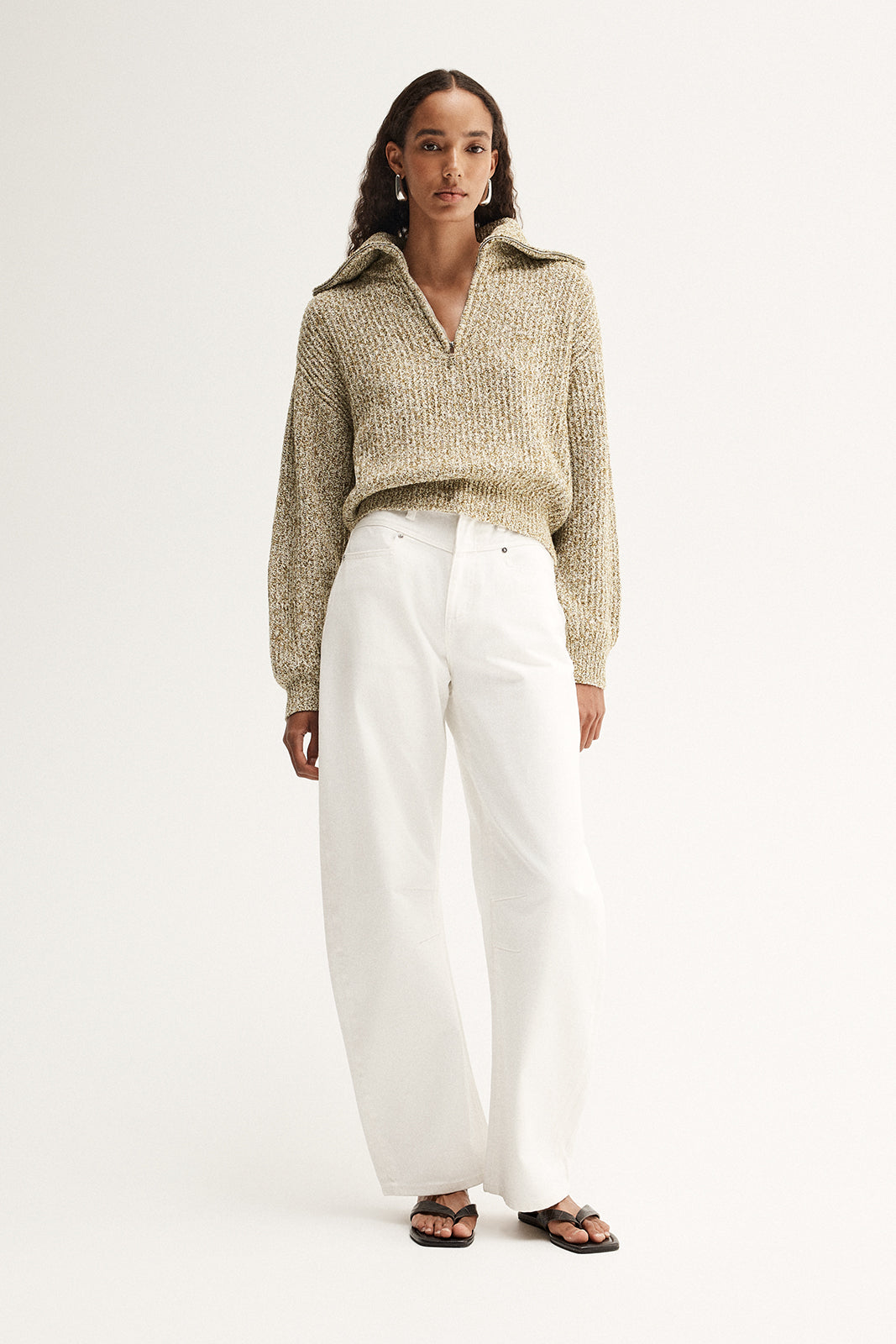 Harrie Zip Jumper Moss Marle