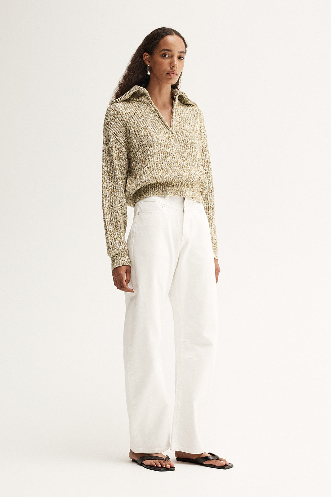 Harrie Zip Jumper Moss Marle