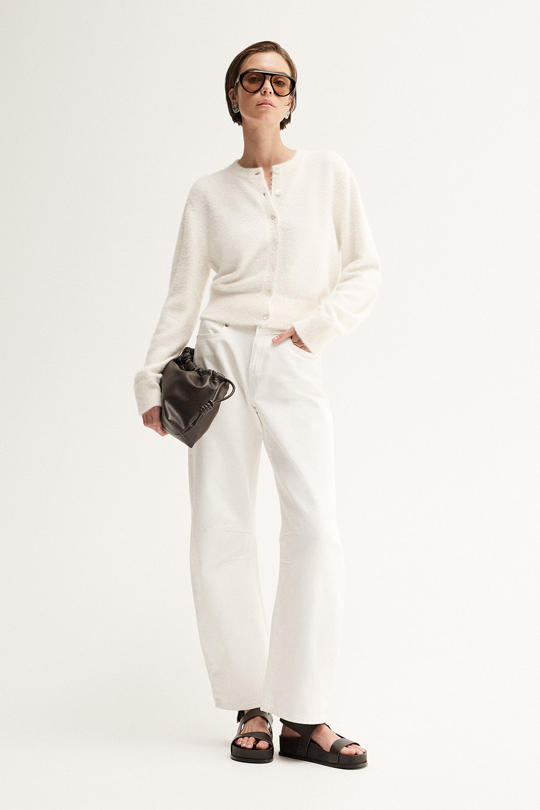 Posie Knit Cardigan White