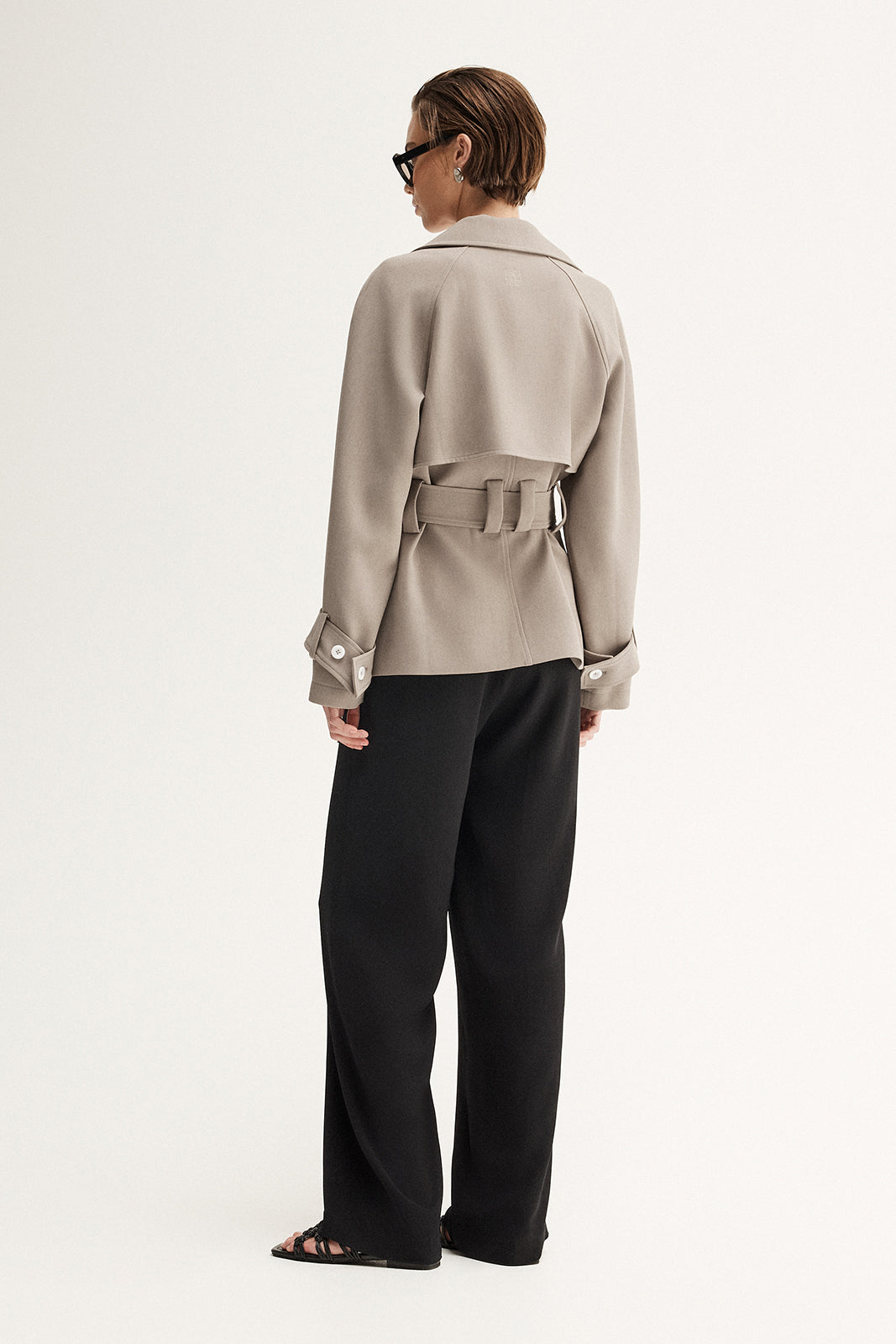 Selena Cropped Trench Coat Taupe