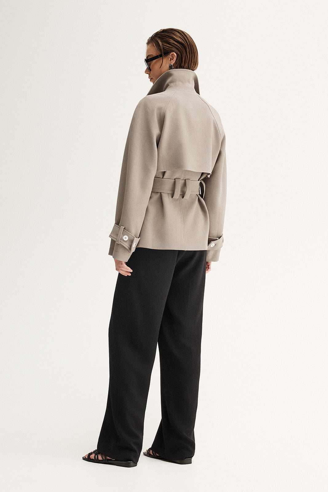 Selena Cropped Trench Coat Taupe