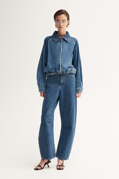 エディカ Addison Denim Jacket - Women's Crop Jacket in Dark Wash - Elka