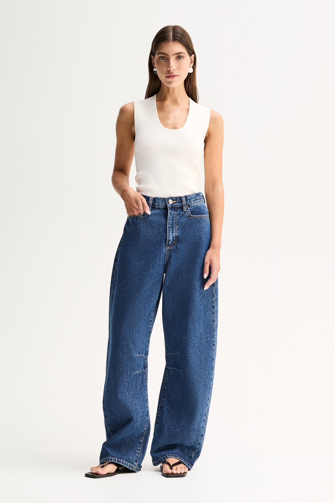 Mason Barrel Leg Jean Dark Indigo