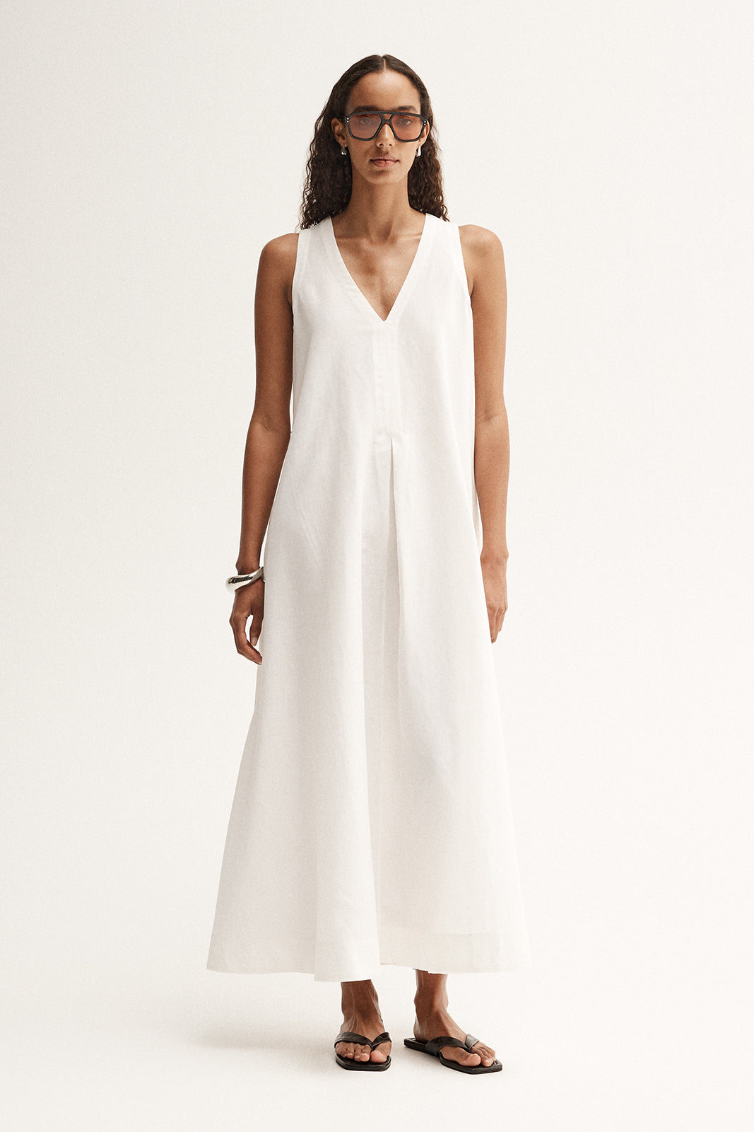 mallory maxi dress Mallory White Linen Blend Maxi Dress