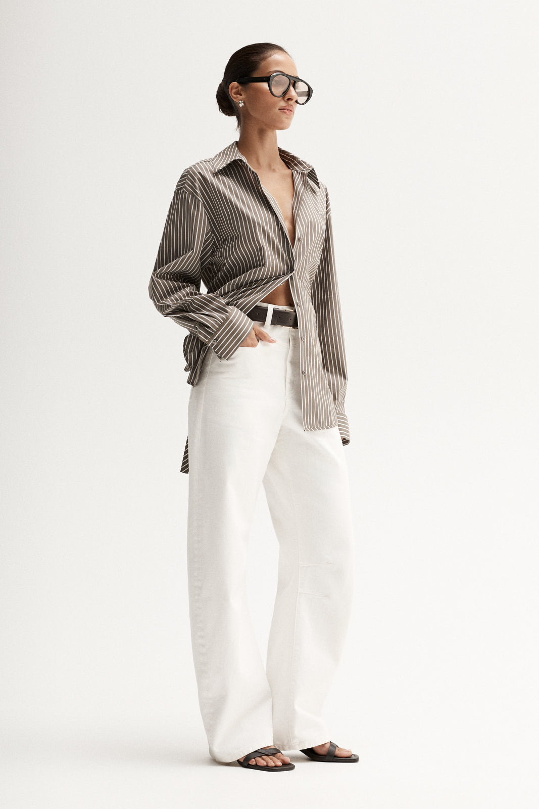 Emry Stripe Shirt Taupe Stripe