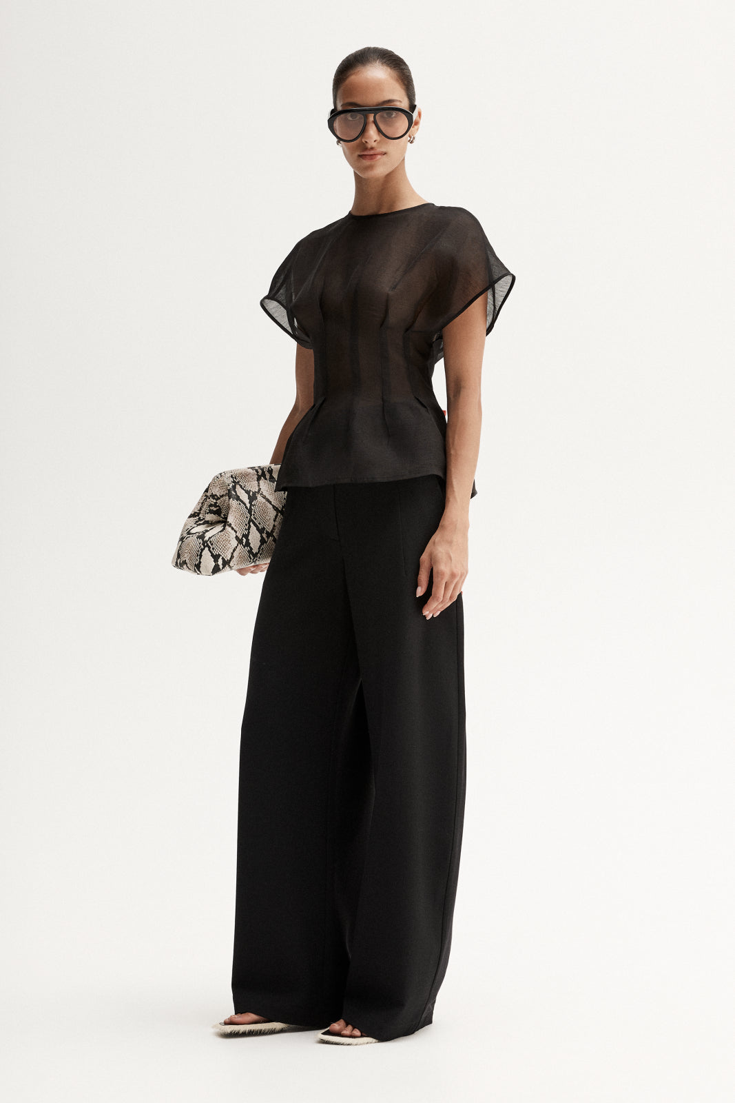 Women's Monroe Sheer Top in Black - Elka Collective