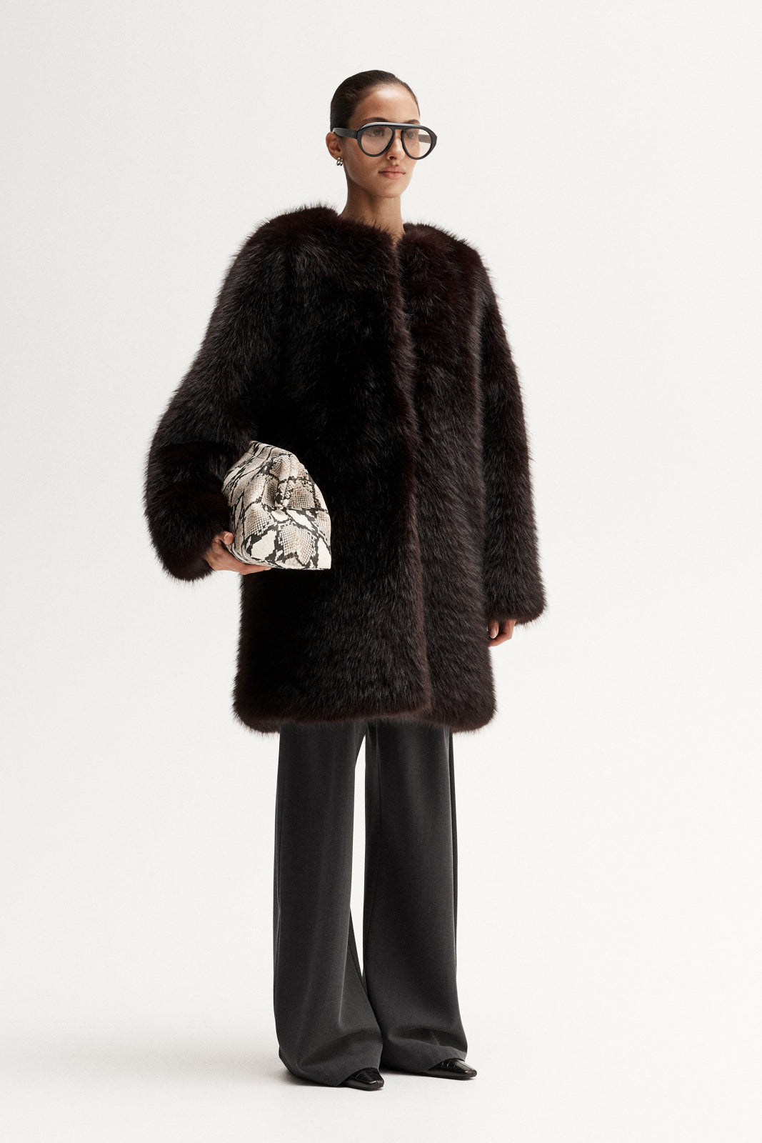 Women's Irena Fur Coat in Chocolate - Elka Collective