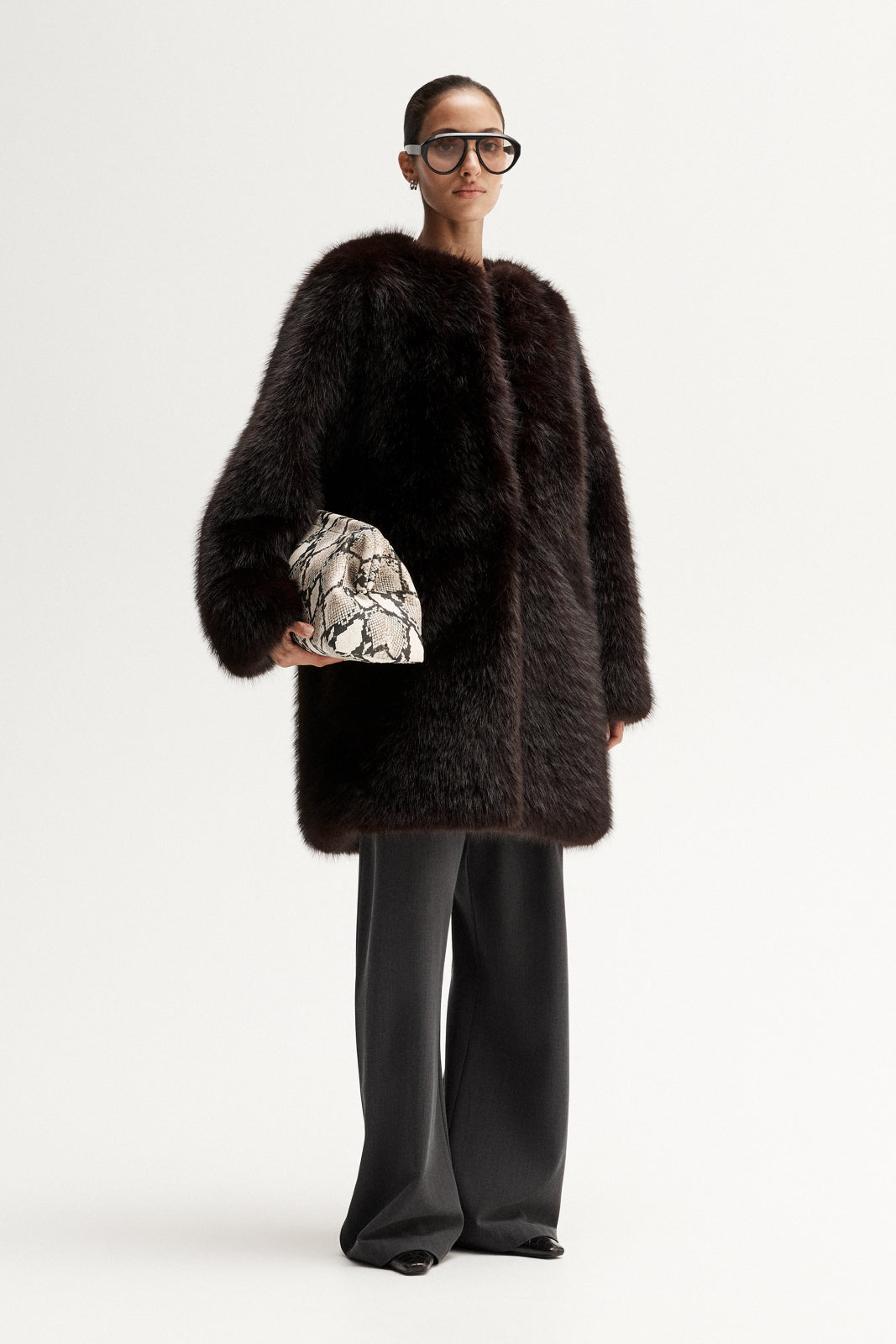 Women's Irena Fur Coat in Chocolate - Elka Collective
