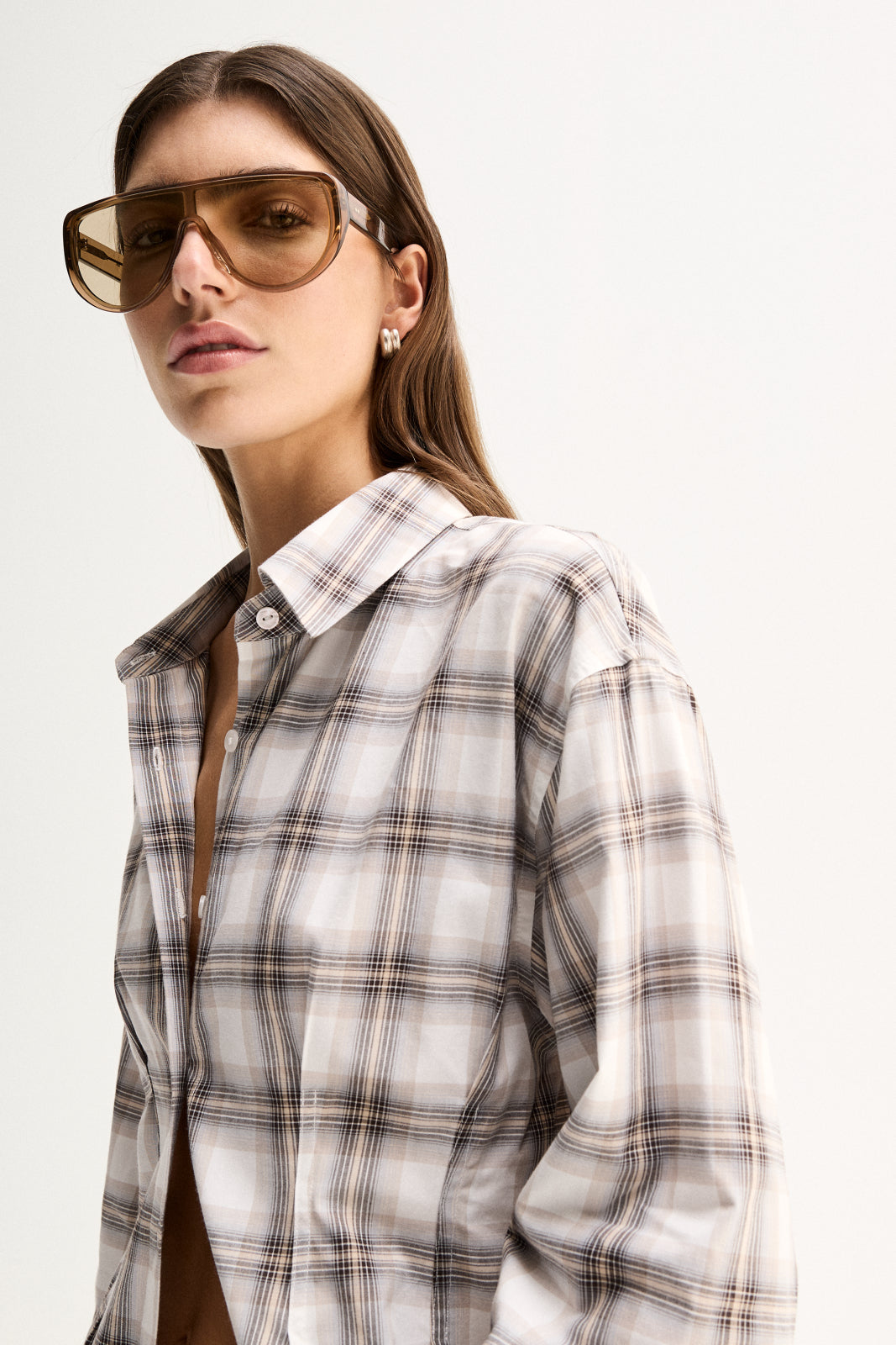 Heather Shirt White Check