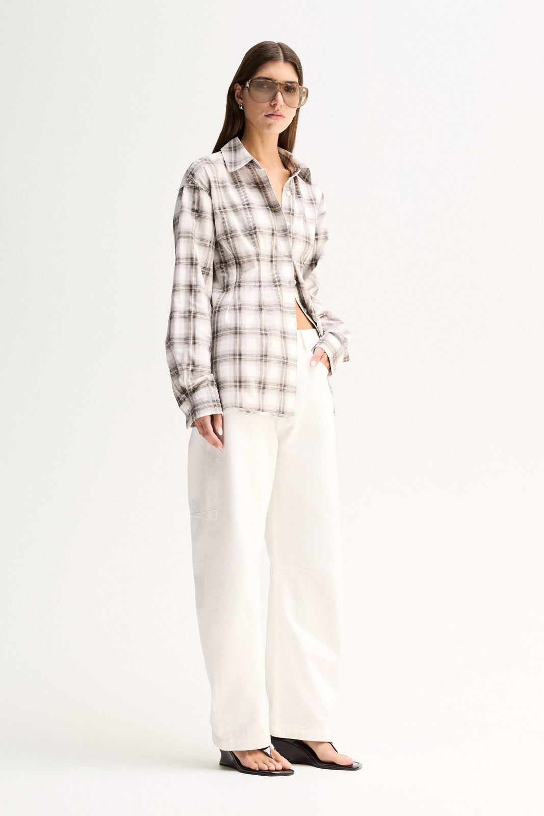 Heather Shirt White Check