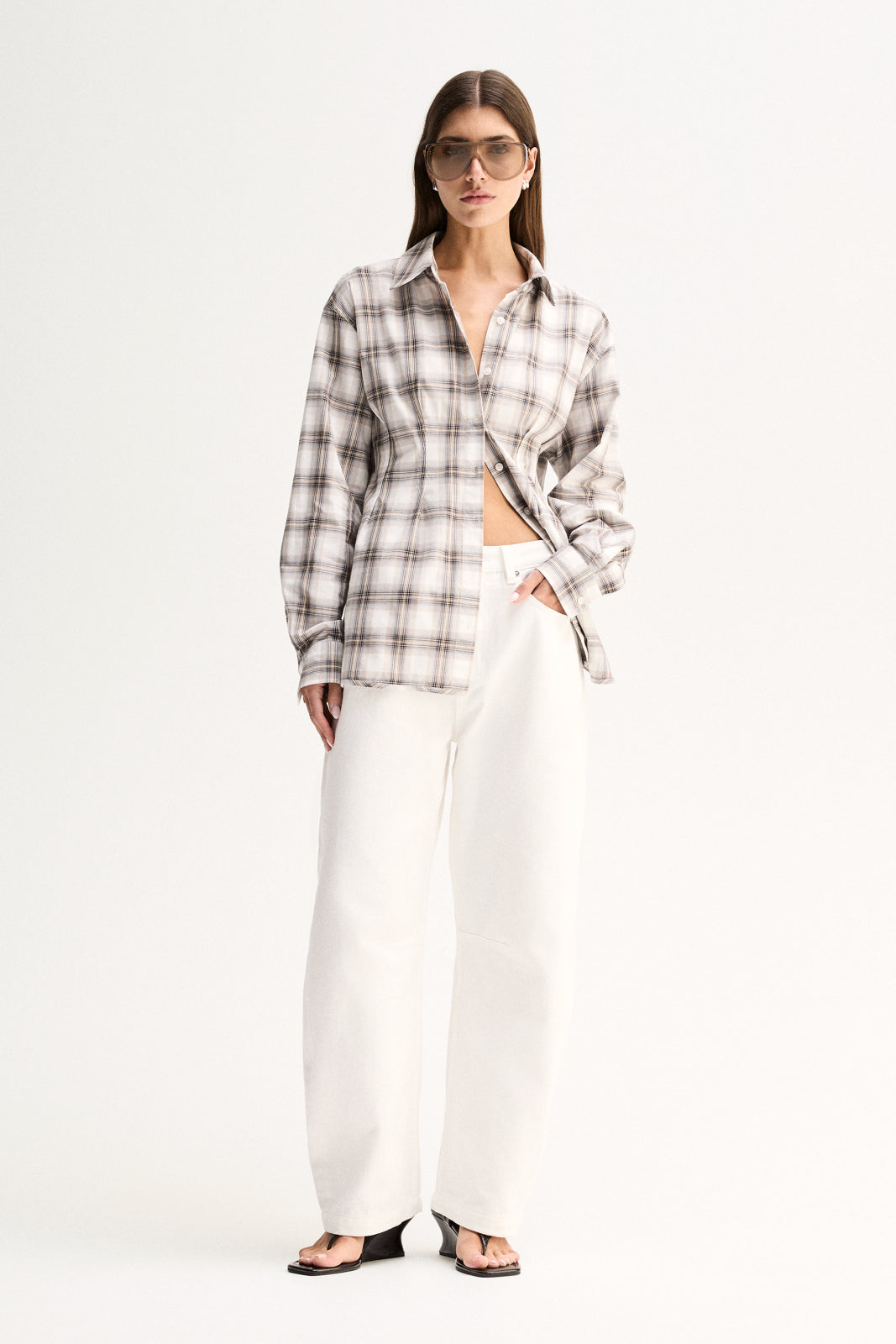 Heather Shirt White Check
